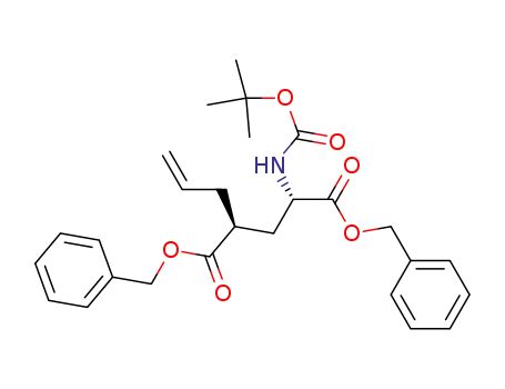 Molecular Structure of 840525-29-3 (L-Glutamic acid, N-[(1,1-dimethylethoxy)carbonyl]-4-(2-propenyl)-,
bis(phenylmethyl) ester, (4S)-)