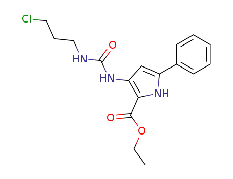 Molecular Structure of 850145-22-1 (1H-Pyrrole-2-carboxylic acid,
3-[[[(3-chloropropyl)amino]carbonyl]amino]-5-phenyl-, ethyl ester)