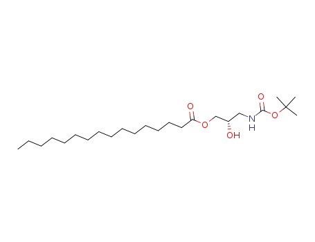 Molecular Structure of 850347-57-8 (Hexadecanoic acid,
(2S)-3-[[(1,1-dimethylethoxy)carbonyl]amino]-2-hydroxypropyl ester)
