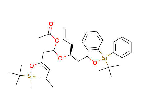Molecular Structure of 820963-68-6 (4,8,12-Trioxa-3,13-disilapentadecan-7-ol,
2,2,3,3,14,14-hexamethyl-13,13-diphenyl-9-(2-propenyl)-5-propylidene-
, acetate, (5Z,9S)-)