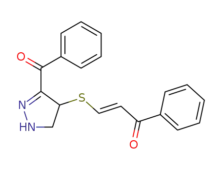 Molecular Structure of 648891-51-4 (2-Propen-1-one,
3-[(3-benzoyl-4,5-dihydro-1H-pyrazol-4-yl)thio]-1-phenyl-, (2E)-)