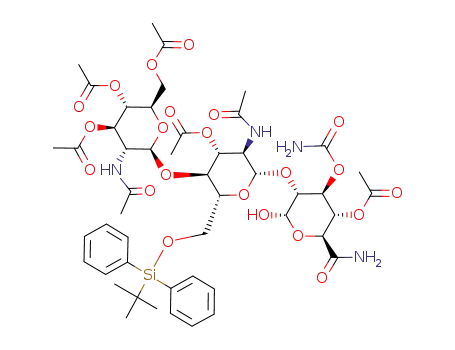O-3,4,6-tri-O-acetyl-2-(acetylamino)-2-deoxy-β-D-glucopyranosyl-(1->4)-O-3-O-acetyl-2-(acetylamino)-6-O-[(tert-butyl)diphenylsilyl]-2-deoxy-β-D-glucopyranosyl-(1->2)-4-O-acetyl-3-O-(aminocarbonyl)-α-D-glucopyranuronamide
