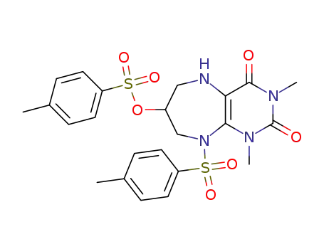 toluene-4-sulfonic acid 1,3-dimethyl-2,4-dioxo-9-(toluene-4-sulfonyl)-2,3,4,5,6,7,8,9-octahydro-1<i>H</i>-pyrimido[4,5-<i>b</i>][1,4]diazepin-7-yl ester