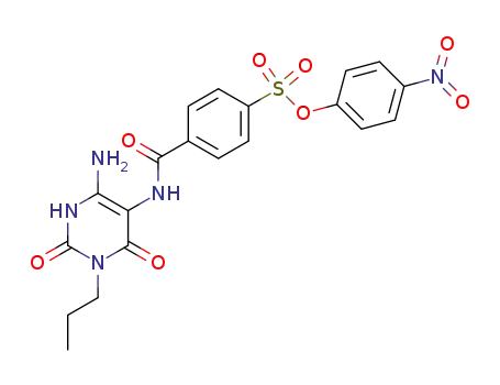 Benzenesulfonic  acid,  4-[[(4-amino-1,2,3,6-tetrahydro-2,6-dioxo-1-propyl-5-pyrimidinyl)amino]carbonyl]-,  4-nitrophenyl  ester