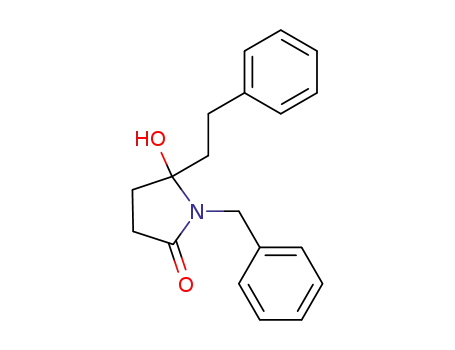 Molecular Structure of 159757-34-3 (2-Pyrrolidinone, 5-hydroxy-5-(2-phenylethyl)-1-(phenylmethyl)-)