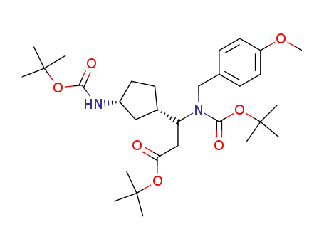 3-(3-<i>tert</i>-butoxycarbonylamino-cyclopentyl)-3-[<i>tert</i>-butoxycarbonyl-(4-methoxy-benzyl)-amino]-propionic acid <i>tert</i>-butyl ester
