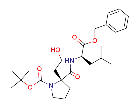 Molecular Structure of 731807-54-8 (N-[N-(tert-butoxycarbonyl)-2-(2-hydroxyethyl)-L-prolyl]-D-leucine benzyl ester)