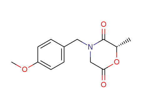 Molecular Structure of 833489-47-7 (2,5-Morpholinedione, 4-[(4-methoxyphenyl)methyl]-6-methyl-, (6S)-)