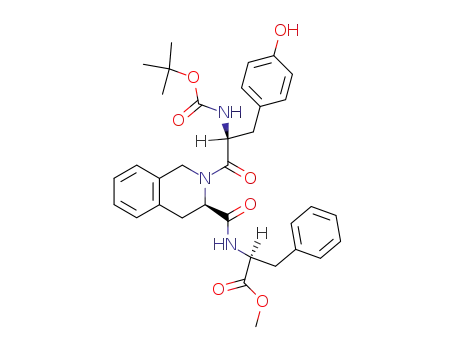 Molecular Structure of 808771-73-5 ((S)-2-({(R)-2-[(S)-2-tert-Butoxycarbonylamino-3-(4-hydroxy-phenyl)-propionyl]-1,2,3,4-tetrahydro-isoquinoline-3-carbonyl}-amino)-3-phenyl-propionic acid methyl ester)