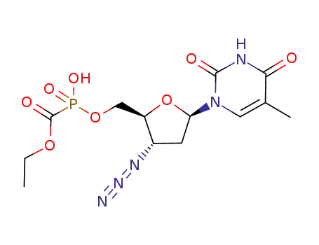 Molecular Structure of 131219-88-0 (3-Azido-5-(O-ethoxycarbonylphosphinyl)-3-deoxythymidine)