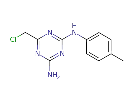 Molecular Structure of 99860-36-3 (6-(CHLOROMETHYL)-N-(4-METHYLPHENYL)-1,3,5-TRIAZINE-2,4-DIAMINE)