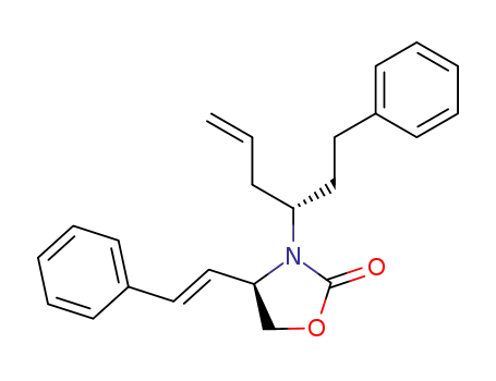 Molecular Structure of 505085-90-5 (2-Oxazolidinone,
4-[(1E)-2-phenylethenyl]-3-[(1S)-1-(2-phenylethyl)-3-butenyl]-, (4R)-)