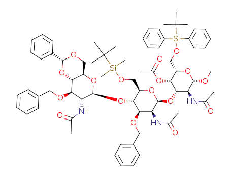 methyl 2-acetamido-4-O-acetyl-3-O-{2-acetamido-3-O-benzyl-4-O-(2-acetamido-3-O-benzyl-4,6-O-benzylidene-2-deoxy-β-D-glucopyranosyl)-6-O-tert-butyldimethylsilyl-2-deoxy-β-D-mannopyranosyl}-6-O-tert-butyldiphenylsilyl-2-deoxy-β-L-galactopyranoside