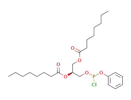 Molecular Structure of 899827-23-7 (Octanoic acid (S)-2-(chloro-phenoxy-phosphanyloxy)-1-octanoyloxymethyl-ethyl ester)