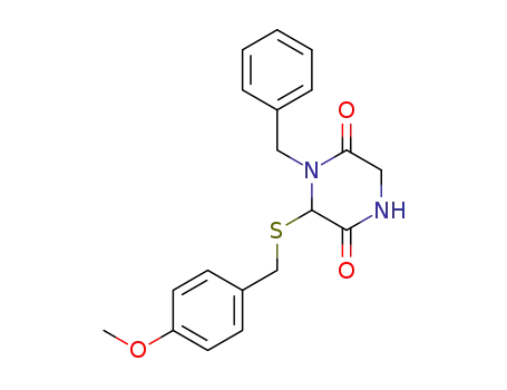 Molecular Structure of 828257-97-2 (2,5-Piperazinedione,
6-[[(4-methoxyphenyl)methyl]thio]-1-(phenylmethyl)-)