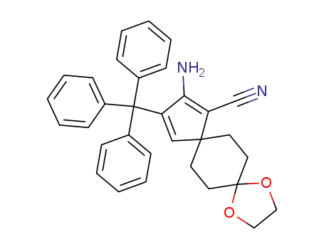 Molecular Structure of 625844-81-7 (1,4-Dioxadispiro[4.2.4.2]tetradeca-9,11-diene-9-carbonitrile,
10-amino-11-(triphenylmethyl)-)