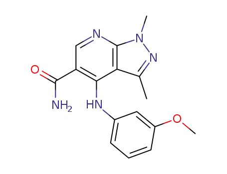 1H-Pyrazolo[3,4-b]pyridine-5-carboxamide,
4-[(3-methoxyphenyl)amino]-1,3-dimethyl-