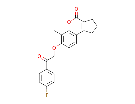Molecular Structure of 307548-96-5 (7-[2-(4-fluorophenyl)-2-oxoethoxy]-6-methyl-2,3-dihydrocyclopenta[c]chromen-4(1H)-one)