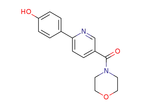 Molecular Structure of 477740-54-8 (Morpholine, 4-[[6-(4-hydroxyphenyl)-3-pyridinyl]carbonyl]-)