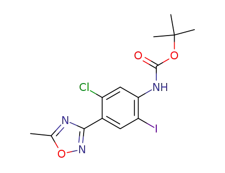 [5-chloro-2-iodo-4-(5-methyl-[1,2,4]oxadiazol-3-yl)-phenyl]-carbamic acid <i>tert</i>-butyl ester