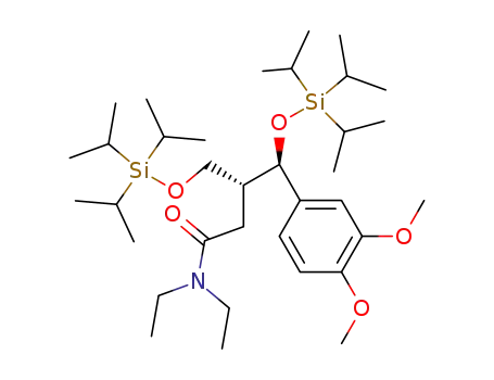Molecular Structure of 566949-57-3 ((3R,4R)-4-(3,4-dimethoxyphenyl)-4-(triisopropylsilyloxy)-3-(triisopropylsilyloxy)methyl-N,N-diethylbutanamide)
