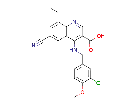 3-Quinolinecarboxylic acid,
4-[[(3-chloro-4-methoxyphenyl)methyl]amino]-6-cyano-8-ethyl-