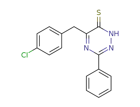 Molecular Structure of 127525-52-4 (1,2,4-Triazine-6(1H)-thione, 5-[(4-chlorophenyl)methyl]-3-phenyl-)