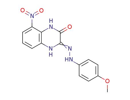 Molecular Structure of 733746-35-5 (3-[(4-methoxy-phenyl)-hydrazono]-8-nitro-3,4-dihydro-1<i>H</i>-quinoxalin-2-one)
