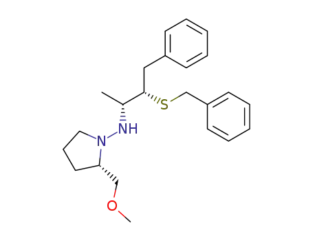 Molecular Structure of 639076-88-3 (1-Pyrrolidinamine,
2-(methoxymethyl)-N-[(1R,2S)-1-methyl-3-phenyl-2-[(phenylmethyl)thio]
propyl]-, (2S)-)
