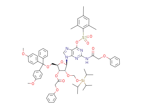 Phenoxy-acetic acid (2R,3R,4R,5R)-2-[bis-(4-methoxy-phenyl)-phenyl-methoxymethyl]-5-[2-(2-phenoxy-acetylamino)-6-(2,4,6-trimethyl-benzenesulfonyloxy)-purin-9-yl]-4-triisopropylsilanyloxymethoxy-tetrahydro-furan-3-yl ester