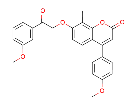 Molecular Structure of 500203-99-6 (4-(4-methoxyphenyl)-7-[2-(3-methoxyphenyl)-2-oxoethoxy]-8-methylchromen-2-one)