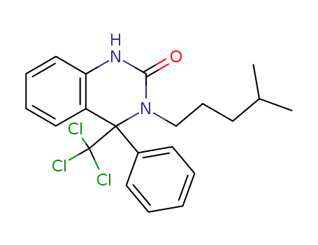 Molecular Structure of 853942-70-8 (3-(4-methylpentyl)-4-phenyl-4-(trichloromethyl)-3,4-dihydroquinazolin-2(1H)-one)