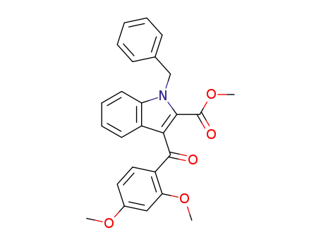 Molecular Structure of 647017-08-1 (1H-Indole-2-carboxylic acid,
3-(2,4-dimethoxybenzoyl)-1-(phenylmethyl)-, methyl ester)