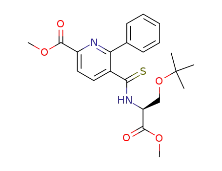Molecular Structure of 847778-83-0 (2-Pyridinecarboxylic acid,
5-[[[(1S)-1-[(1,1-dimethylethoxy)methyl]-2-methoxy-2-oxoethyl]amino]thi
oxomethyl]-6-phenyl-, methyl ester)