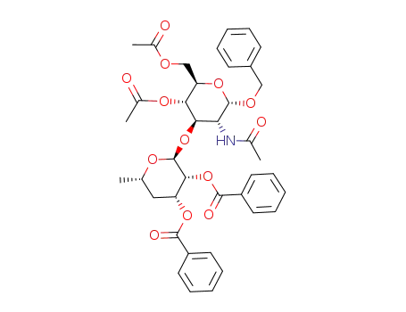 benzyl 2',3'-di-O-benzoyl-4',6'-dideoxy-α-L-lyxo-hexopyranosyl-(1->3)-2-acetamido-4,6-di-O-acetyl-2-deoxy-α-D-glucopyranoside