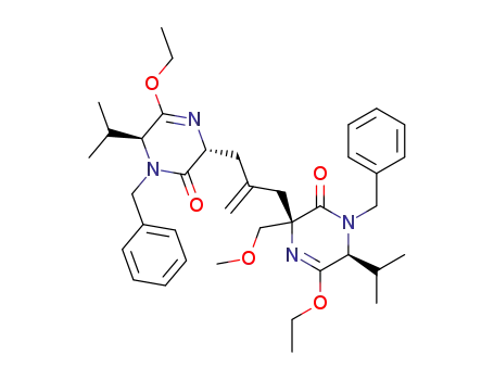 (3R,6S)-1-Benzyl-3-[2-((2R,5S)-4-benzyl-6-ethoxy-5-isopropyl-3-oxo-2,3,4,5-tetrahydro-pyrazin-2-ylmethyl)-allyl]-5-ethoxy-6-isopropyl-3-methoxymethyl-3,6-dihydro-1H-pyrazin-2-one