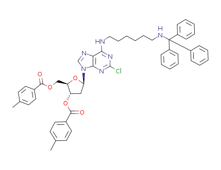 Adenosine, 2-chloro-2'-deoxy-N-[6-[(triphenylmethyl)amino]hexyl]-,
3',5'-bis(4-methylbenzoate)