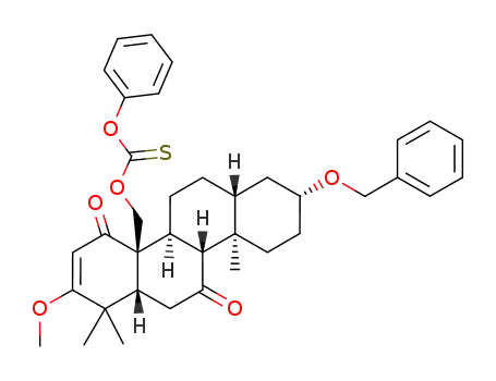 Thiocarbonic acid O-((4aR,4bS,6aR,8R,10aR,10bR,12aR)-8-benzyloxy-2-methoxy-1,1,10a-trimethyl-4,11-dioxo-1,4b,5,6,6a,7,8,9,10,10a,10b,11,12,12a-tetradecahydro-4H-chrysen-4a-ylmethyl) ester O-phenyl ester