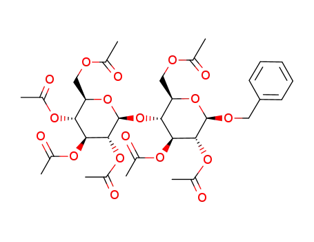 Molecular Structure of 67310-50-3 (Benzyl O-(2,3,4,6-tetra-O-acetyl-β-D-glucopyranosyl)-(1->4)-O-2,3,6-tri-O-acetyl-β-D-glucopyranoside)