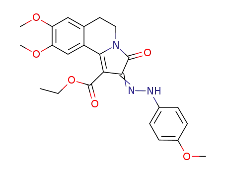 Molecular Structure of 1161946-83-3 (ethyl 2,3,5,6-tetrahydro-8,9-dimethoxy-2-(2-(4-methoxyphenyl)hydrazono)-3-oxopyrrolo[2,1-a]isoquinoline-1-carboxylate)