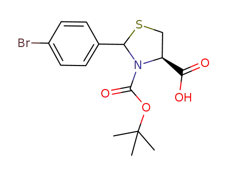 Molecular Structure of 1188543-76-1 ((4R)-2-(4-bromophenyl)-3-(tert-butoxycarbonyl)thiazolidine-4-carboxylic acid)