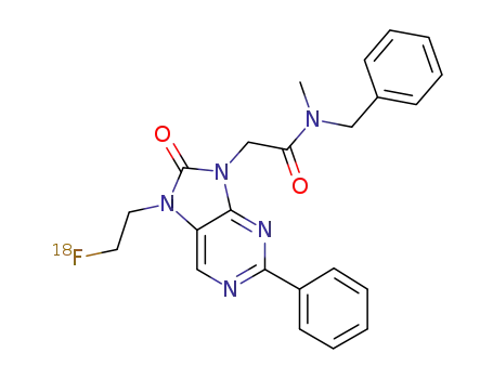 N-benzyl-N-methyl-2-[7,8-dihydro-7-(2-[<sup>18</sup>F]fluoroethyl)-8-oxo-2-phenyl-9H-purin-9-yl]acetamide
