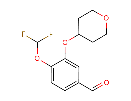 Molecular Structure of 1093411-51-8 (4-difluoromethoxy-3-(tetrahydropyran-4-yloxy)benzaldehydehyde)