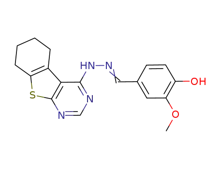 Molecular Structure of 304684-77-3 (2-Methoxy-4-[(5,6,7,8-tetrahydro-benzo[4,5]thieno[2,3-d]pyrimidin-4-yl)-hydrazonomethyl]-phenol)