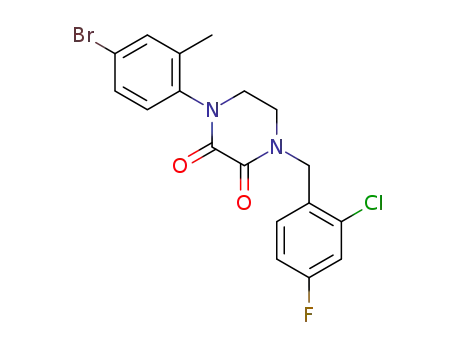 Molecular Structure of 1253379-80-4 (1-(4-bromo-2-methylphenyl)-4-[(2-chloro-4-fluorophenyl)methyl]-2,3-piperazinedione)