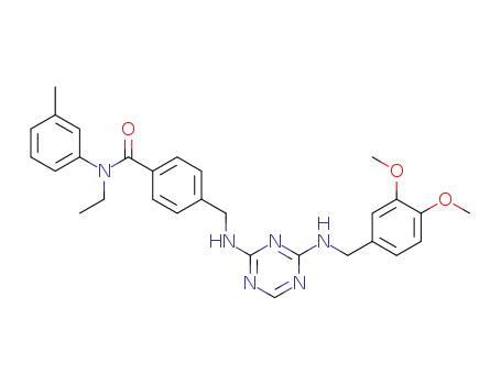 4-((4-(3,4-dimethoxybenzylamino)-1,3,5-triazin-2-ylamino)methyl)-N-ethyl-N-m-tolylbenzamide