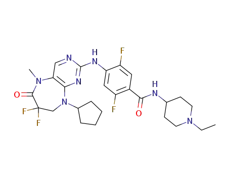 4-(9-cyclopentyl-7,7-difluoro-5-methyl-6-oxo-6,7,8,9-tetrahydro-5H-pyrimido[4,5-b][1,4]diazepin-2-ylamino)-N-(1-ethyl-piperidin-4-yl)-2,5-difluoro-benzamide