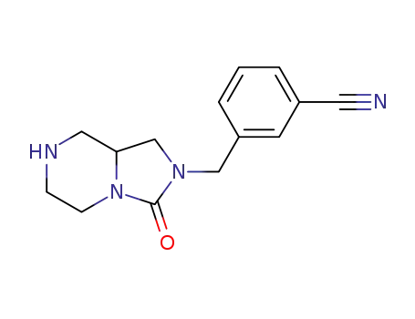 Molecular Structure of 1256815-17-4 (hexahydro-2-(3-cyanobenzyl)-imidazo[1,5-a]pyrazin-3-one)