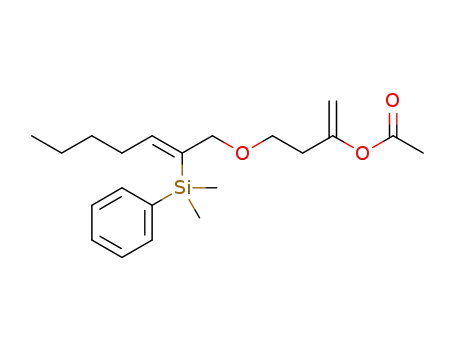Molecular Structure of 1228698-11-0 ((Z)-4-(2-(dimethyl(phenyl)silyl)hept-2-enyloxy)but-1-en-2-yl acetate)