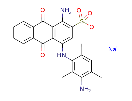 Molecular Structure of 124515-86-2 (sodium 1-amino-4-(3-amino-2,4,6-trimethylphenylamino)-9,10-dioxo-9,10-dihydroanthracene-2-sulfonate)